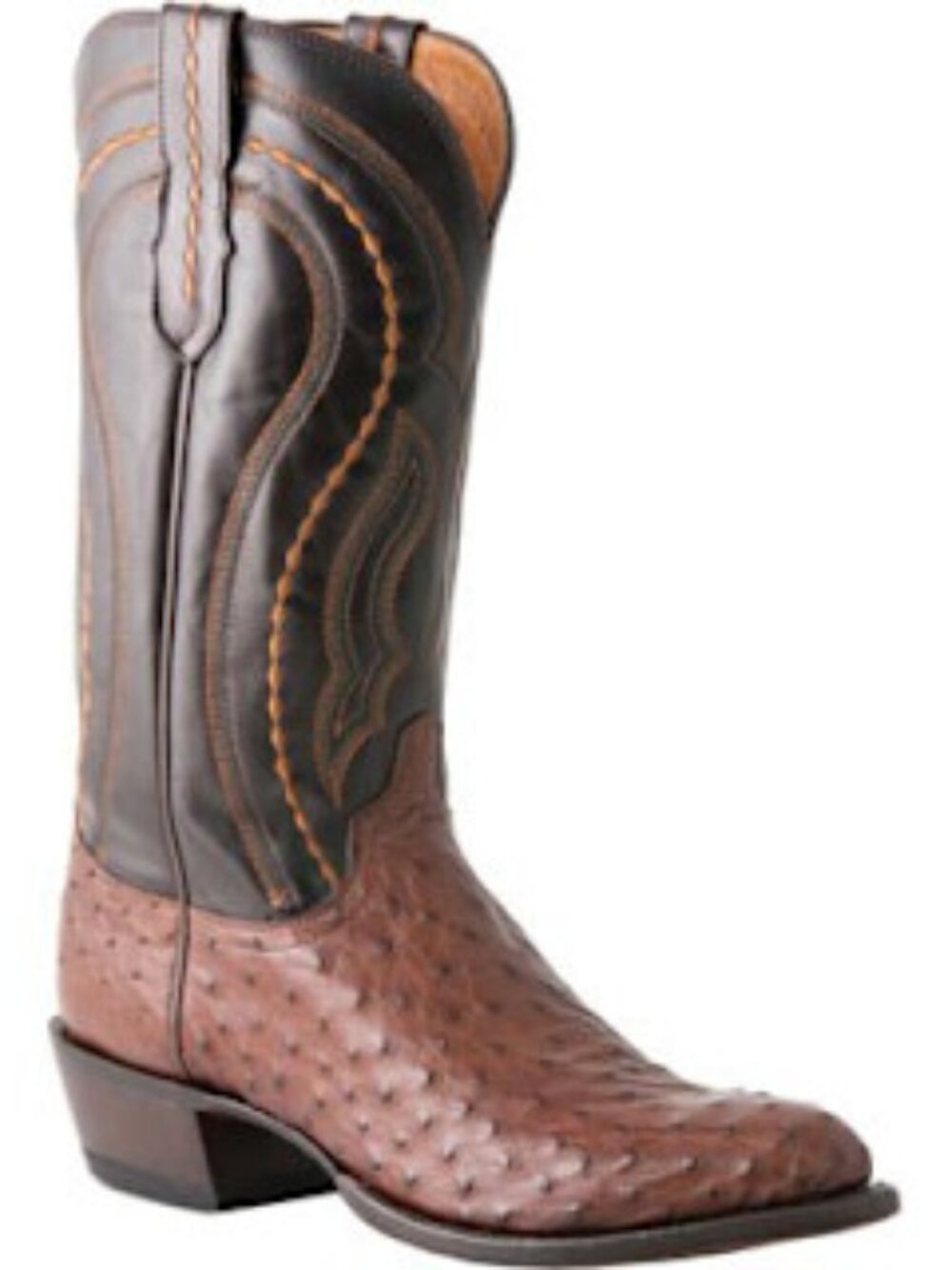 Genuine Leather Real Ostrich Men's Lucchese Cowboy Boots M1607, Sz 10 Black